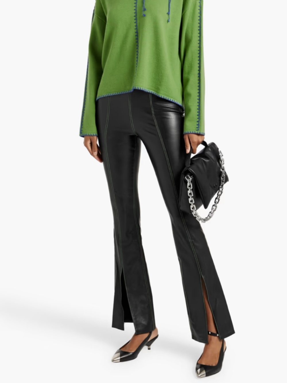 SIMON MILLER Iver flared Faux-Leather Boot-Cut‎ Pants Size 4 NWT